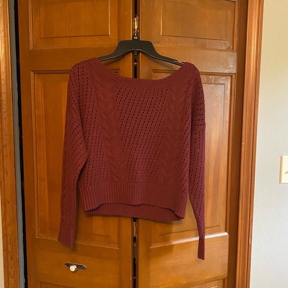 Garage Cropped Maroon Slouchy Sweater - Picture 1 of 7